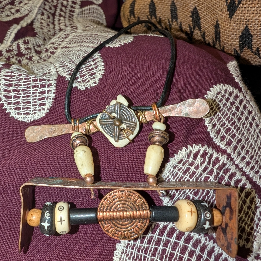 Tribal Necklace and Bracelet Set with Beads